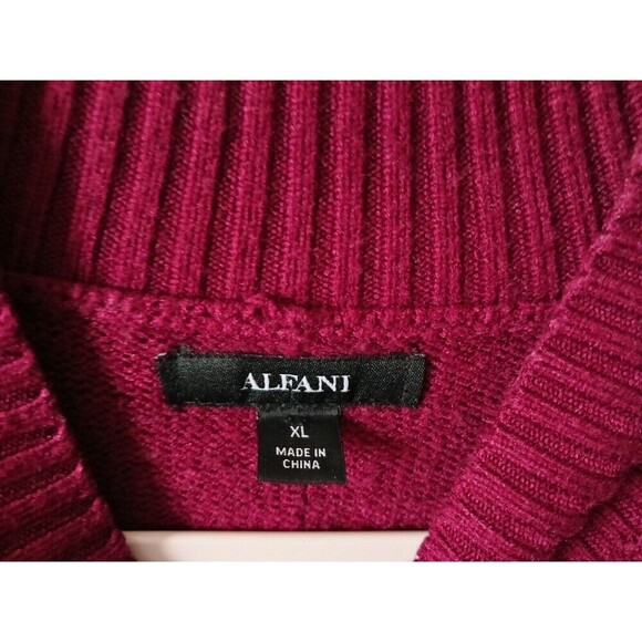 Alfani Poncho Pullover Sweater Mock Neck Faux Fur Cuff Burgundy XL - Picture 3 of 8